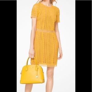 MICHAEL KORS Yellow W/Slip Short Sleeve Sheath